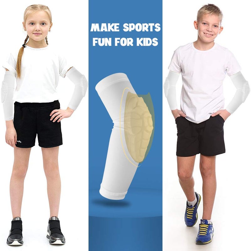 AceList Kids/Youth 5-15 Years Sports honeycomb Compression Knee Pad Elbow Pads Guards Protective Gear for Basketball, Baseball, Football, Volleyball, Wrestling, Cycling (White) - Image 3